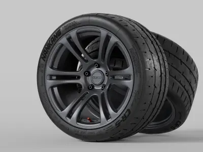 Kansei Neo Rims with Nankang Sportnex CR-S Semi Slick Tires 3D model