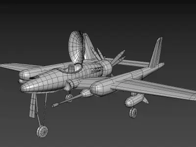 Plane fighter Low-poly 3D model