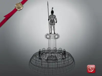 Greek Fountain Sculpture 001 Low-poly 3D model