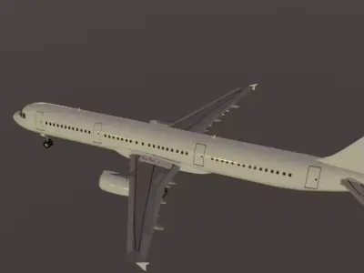 Airbus a321-232 low poly 3D Model  Low-poly 3D model