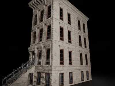 BROOKLYN BROWNSTONE REGULAR OLD BUILDING 003 Low-poly 3D model