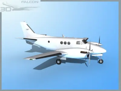 Falcon3D E90 King Air Bare Metal 3D model