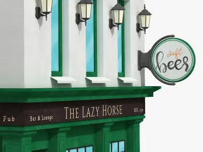 Irish pub building 3D model