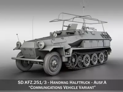 SD KFZ 251 3 IV Ausf A - Hanomag Radio and Command Vehilce 3D model