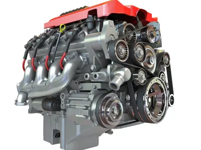 V8 Supercharged Engine 3D model