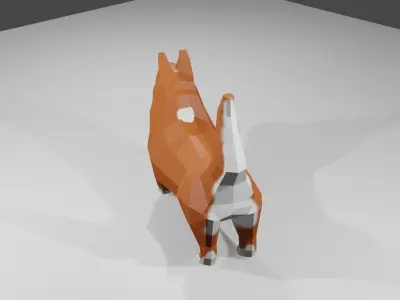Korgy polygonal dog Low-poly 3D model