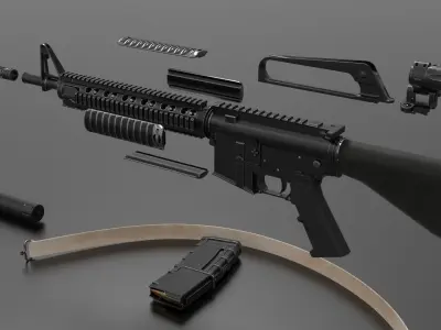 m16A4 Fps-Tps Low-poly 3D model