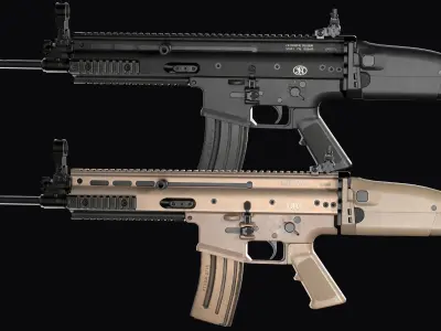 modular assault rifle FN SCAR-L mk 16 Low-poly 3D model