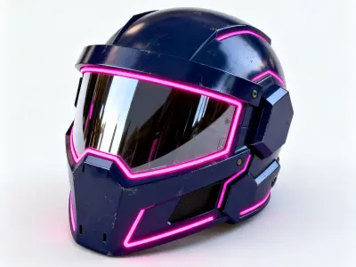 Stylized Cyberpunk Riot Police Helmet 3D Model Low-poly 3D model