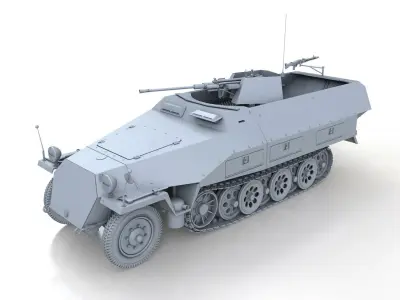 SDKFZ 251 Ausf D - Anti-Aircraft Vehicle 3D model