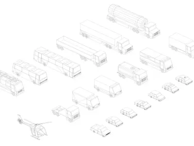 cartoon cars package Low-poly 3D model