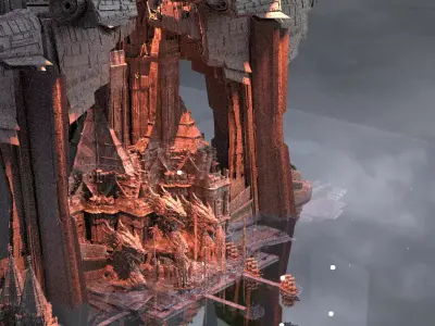 Dragons Triangle Floating City Kitbash 3D model