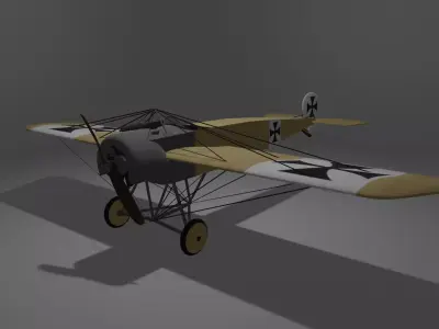 Fokker Eindecker Low-poly 3D model