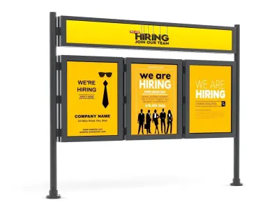 Billboard sign stand with four panels 3D model