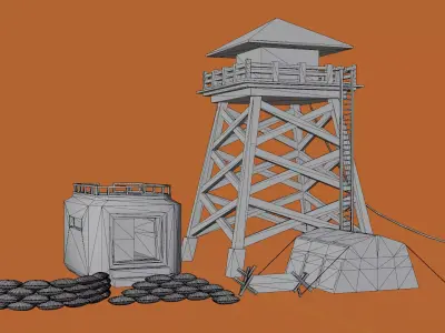 Low Poly Military Camp Pack Low-poly 3D model