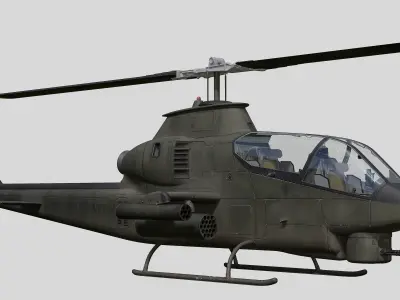 AH-1G Cobra US Army Vietnam War Helicopter Game Ready PBR 136K Low-poly 3D model