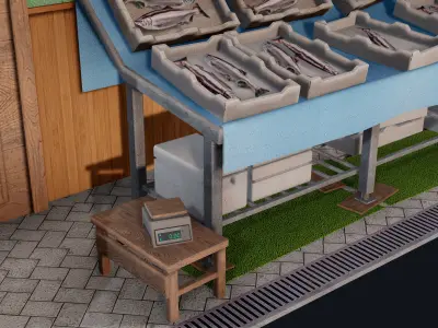 Tokyo Fishmonger Low-poly 3D model