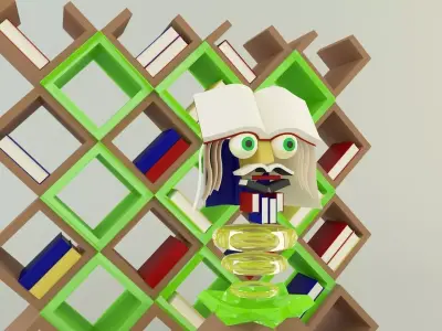 metaverse librarian Low-poly 3D model