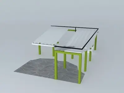 Hydroponics bench with tiles 3D model
