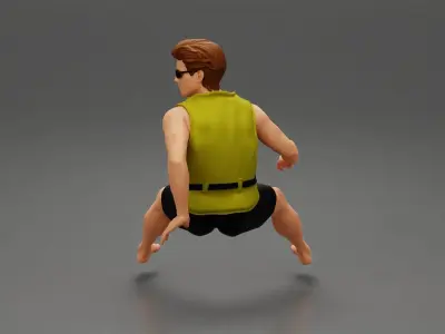 Man in a rafting outfit riding a jet ski 3D print model