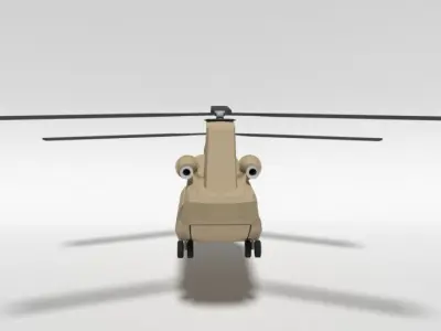Low Poly Cartoon Boeing CH-47 Chinook Helicopter Low-poly 3D model
