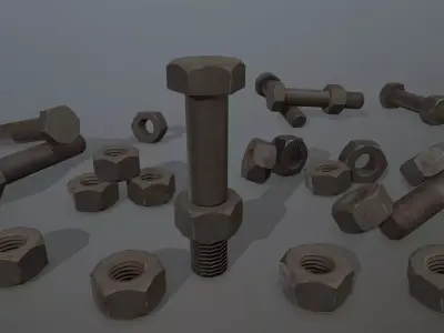 Bolts bolt and nut Low-poly 3D model