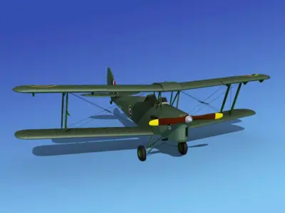 Dehavilland DH82 Tiger Moth V09 3D model