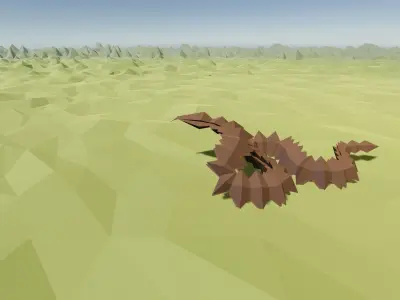 Origami Snake Low-poly 3D model