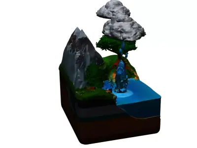 water cycle science project Low-poly 3D model