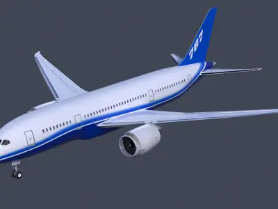 Boeing 787 DREAMLINER high detailed no name livery Low-poly 3D model