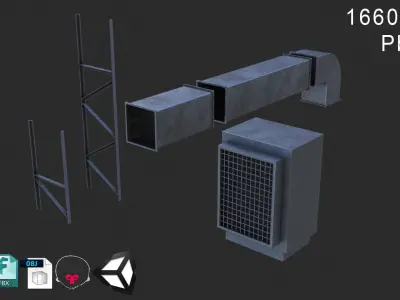 Air Conditioner Duct Pipes Low-poly 3D model