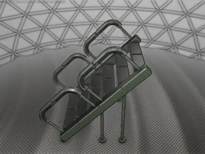 Sci-Fi Stairs - 28 - Green Version Low-poly 3D model