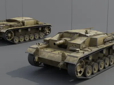 StuG III E Assault Gun Low-poly 3D model