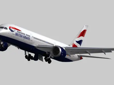 Boeing 787-9 British airways livery Low-poly 3D model
