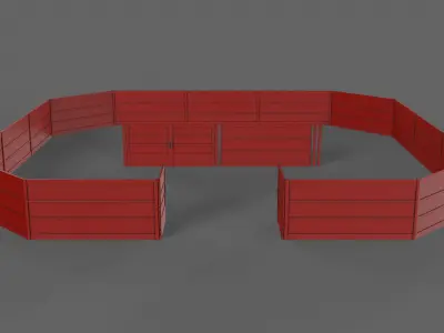 PBR Gate and Fence 2 Low-poly 3D model