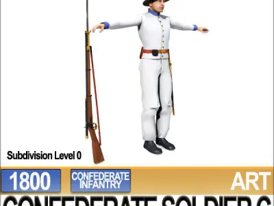 Civil War Confederate Soldier C Infantry Sharpshooter 3D model