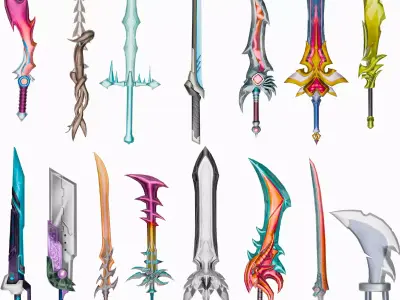 15 Stylized Sword Models Pack 1 - Low Poly Low-poly 3D model