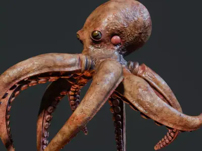 Swimming Octopus Low-poly 3D model