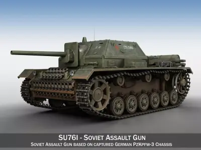 SU-76i Soviet Assault gun 3D model
