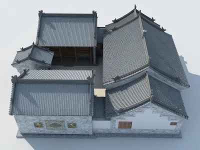 Chinese ancient architecture Low-poly 3D model