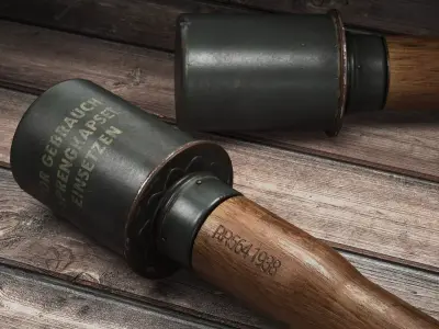 German Stielhandgranate Low-poly 3D model