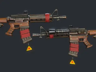Stylized M4 carbine Weapon Low-poly 3D model