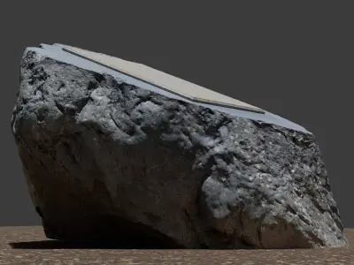 Stone memorial with plaque Low-poly 3D model