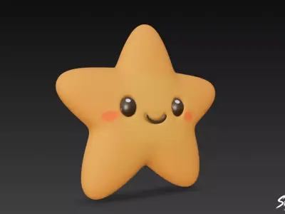 Cartoon Plush Starfish Low-poly 3D model