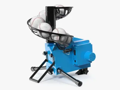Pitch Trainer with Loaded Ball Rack Blue 3D model purchase