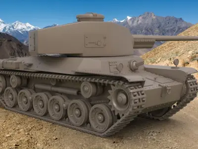 Tank Type 3 Chi-Nu Japan Clay Mental Ray 3D model