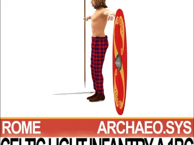 Ancient Celtic Light Infantry A 1BC with Poser Daz Props 3D model