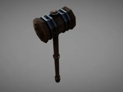 Wooden Warhammer 01 Low-poly 3D model