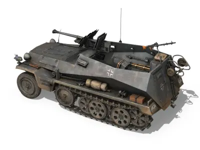 SD KFZ 250 Halftruck with sPzB 41 2 SS-PzDiv 3D model