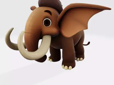Mini Mammoth  Cute Cartoon 3D Model for Animation  Print  3D model